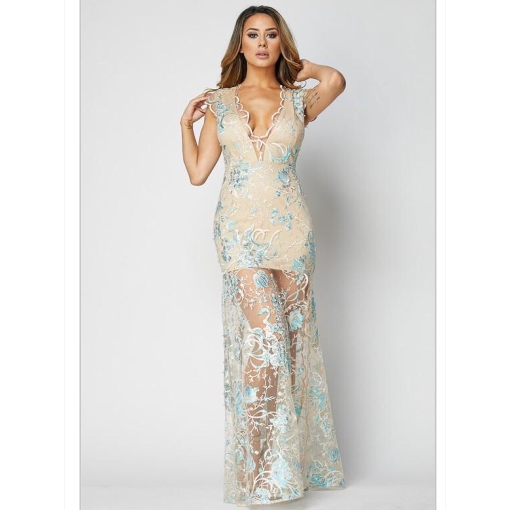 Teal Lace Gown